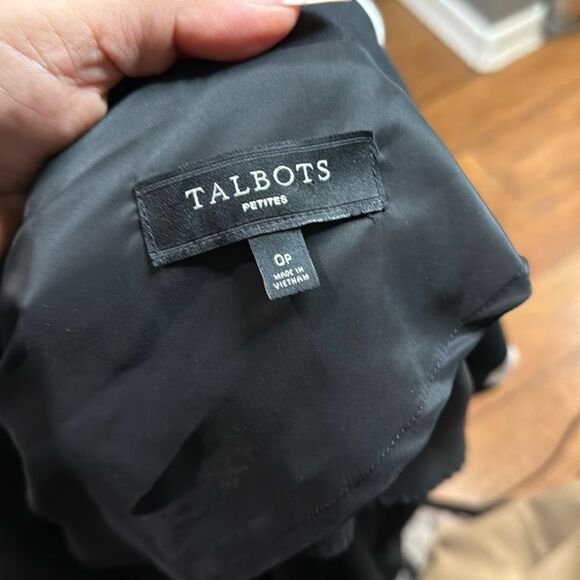 Talbots Black Blazer Jacket Cream Contrast Trim petites - Picture 9 of 10